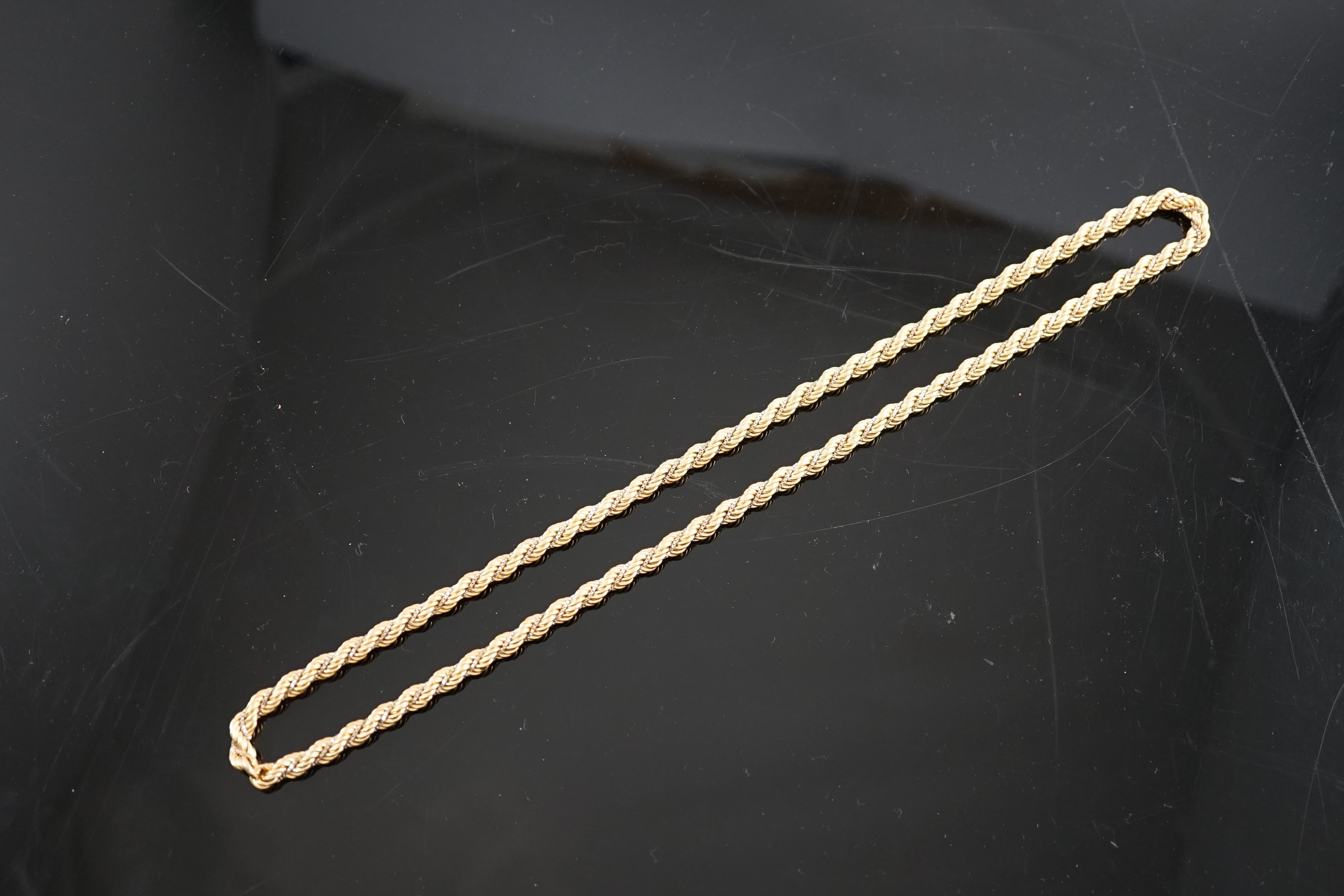 A modern Italian two colour 750 gold rope twist necklace
